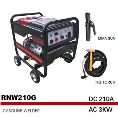 85,5kg 210A Taşınabilir Ark Kaynakçı Jeneratörü Benzinli Orta Frekans RNW210G