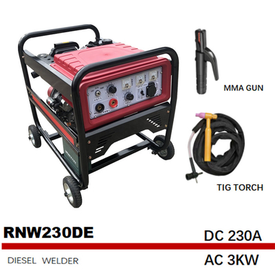 CE Onaylı 230A PETROL Ark Gen Kaynakçı DC 1.6kw Küçük Tank RNW230DE
