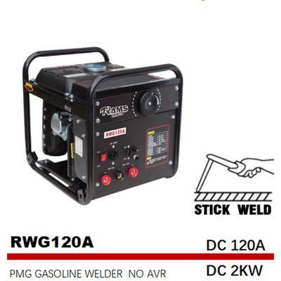 120A DC 2kw Gaz Motoru Kaynak Makinesi PMG Taşınabilir Gaz Çubuk Kaynakçı