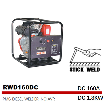 160A Çubuk Kaynak Jeneratörü DC 1.8kw PMG Dizel Orta Frekans