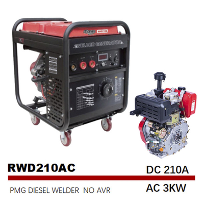 75V 210A Ark DİZEL Powered Motor Tahrikli Kaynakçılar 25L Tank Orta Frekans